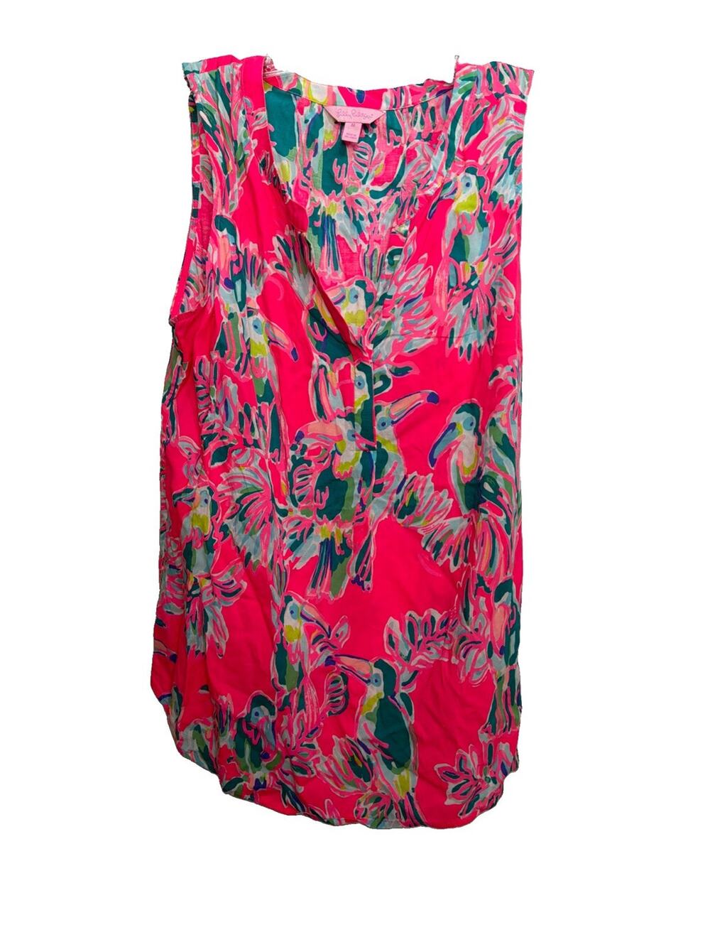 Lilly Pulitzer Stacey Sleeveless Top Toucan Dragonfruit Pink Green Size Medium